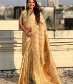 multicolor leheriya meenakari zari woven kora art silk festive wear saree with unstitched blouse