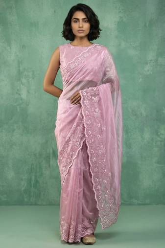 pastel multicolor floral embroidered pure chanda art silk wedding wear saree with unstitched blouse