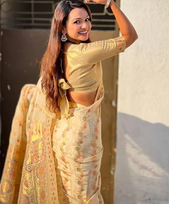 multicolor leheriya meenakari zari woven kora art silk festive wear saree with unstitched blouse 4