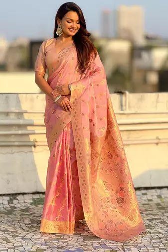 multicolor leheriya meenakari zari woven kora art silk festive wear saree with unstitched blouse