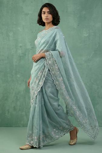 pastel multicolor floral embroidered pure chanda art silk wedding wear saree with unstitched blouse