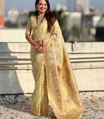 multicolor leheriya meenakari zari woven kora art silk festive wear saree with unstitched blouse