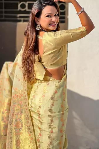 multicolor leheriya meenakari zari woven kora art silk festive wear saree with unstitched blouse