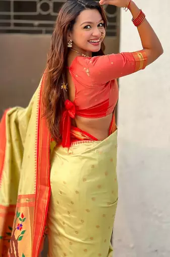 multicolor zari woven paithani art silk traditional wear saree with unstitched blouse