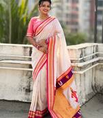 multicolor tilak zari woven soft art silk traditional paithani saree with unstitched blouse