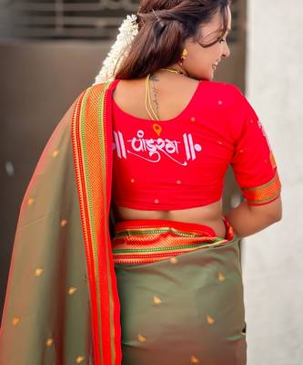 multicolor tilak zari woven soft art silk traditional paithani saree with unstitched blouse 3