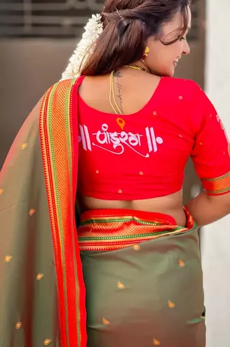 multicolor tilak zari woven soft art silk traditional paithani saree with unstitched blouse