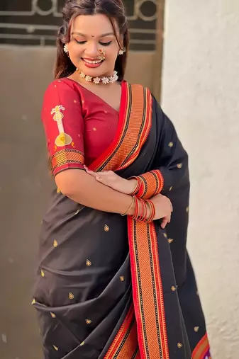 multicolor tilak zari woven soft art silk traditional paithani saree with unstitched blouse