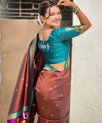 multicolor tilak zari woven soft art silk traditional paithani saree with unstitched blouse 5