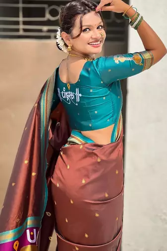 multicolor tilak zari woven soft art silk traditional paithani saree with unstitched blouse