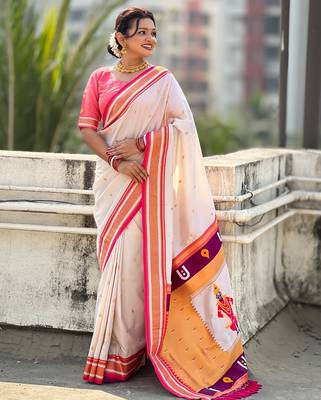 multicolor tilak zari woven soft art silk traditional paithani saree with unstitched blouse 2