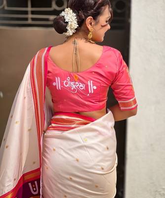multicolor tilak zari woven soft art silk traditional paithani saree with unstitched blouse 3