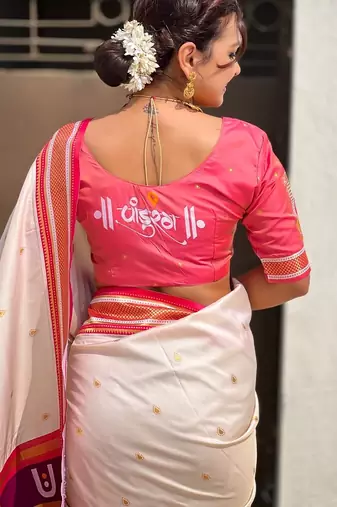 multicolor tilak zari woven soft art silk traditional paithani saree with unstitched blouse