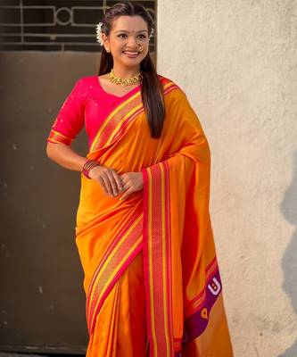 multicolor tilak zari woven soft art silk traditional paithani saree with unstitched blouse 3