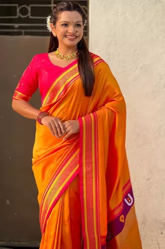 multicolor tilak zari woven soft art silk traditional paithani saree with unstitched blouse