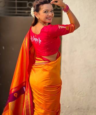 multicolor tilak zari woven soft art silk traditional paithani saree with unstitched blouse 4