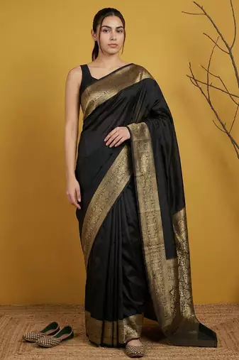 zari woven design art silk traditional wear saree with unstitched blouse