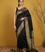 zari woven design art silk traditional wear saree with unstitched blouse