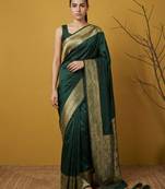 zari woven design art silk traditional wear saree with unstitched blouse