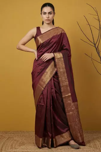 zari woven design art silk traditional wear saree with unstitched blouse