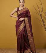 zari woven design art silk traditional wear saree with unstitched blouse