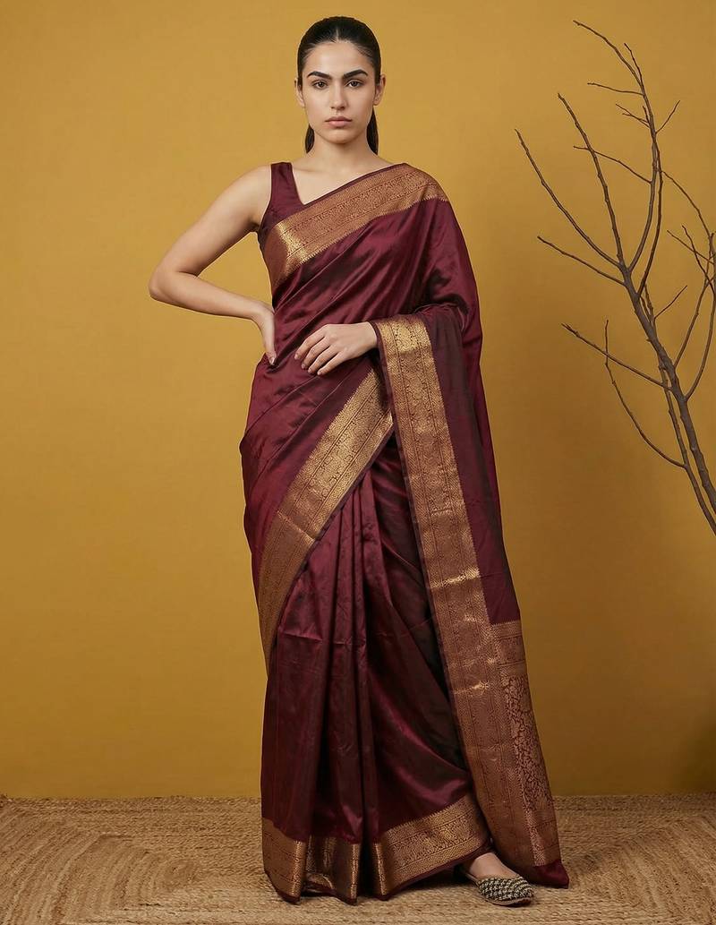 zari woven design art silk traditional wear saree with unstitched blouse