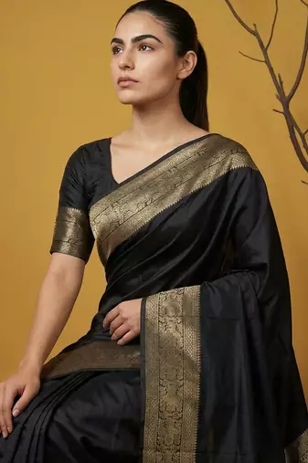 zari woven design art silk traditional wear saree with unstitched blouse