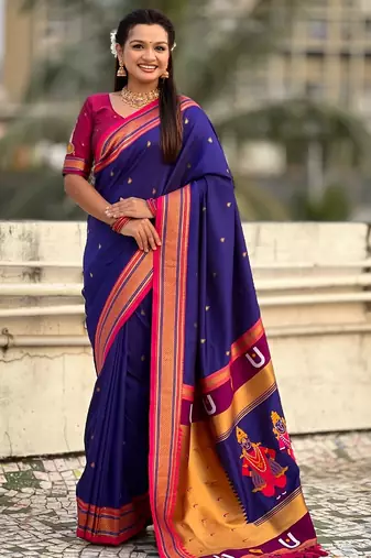 multicolor tilak zari woven soft art silk traditional paithani saree with unstitched blouse