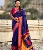 multicolor tilak zari woven soft art silk traditional paithani saree with unstitched blouse
