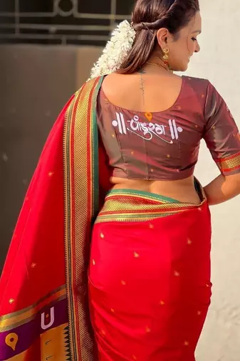 multicolor tilak zari woven soft art silk traditional paithani saree with unstitched blouse