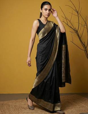 zari woven design art silk traditional wear saree with unstitched blouse 3