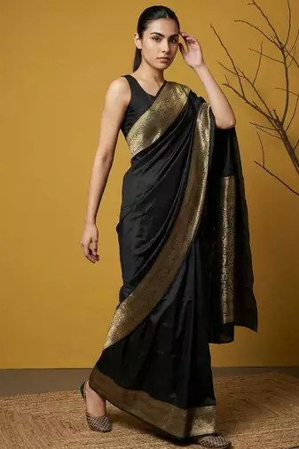 zari woven design art silk traditional wear saree with unstitched blouse