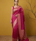 zari woven design art silk traditional wear saree with unstitched blouse