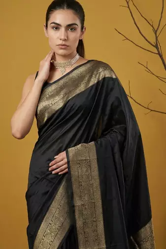 zari woven design art silk traditional wear saree with unstitched blouse
