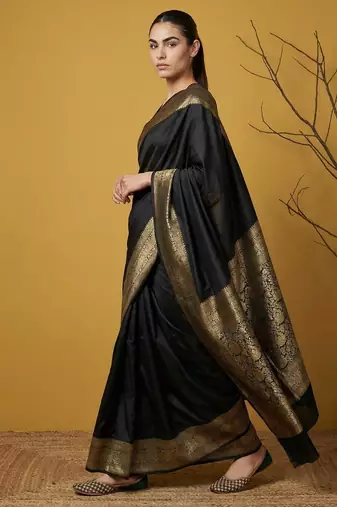 zari woven design art silk traditional wear saree with unstitched blouse