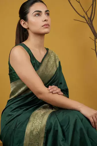 zari woven design art silk traditional wear saree with unstitched blouse