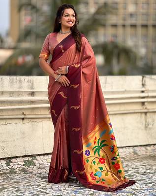 multicolor zari woven pichwai inspired premium soft art silk festive wear saree with unstitched blouse 2