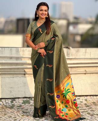multicolor zari woven pichwai inspired premium soft art silk festive wear saree with unstitched blouse 1