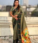 multicolor zari woven pichwai inspired premium soft art silk festive wear saree with unstitched blouse