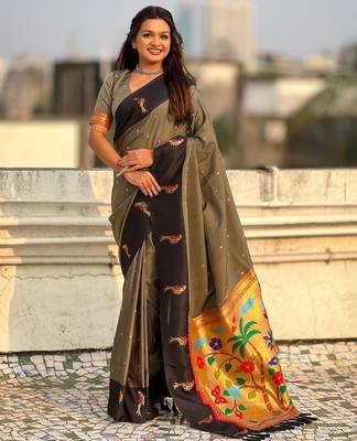 multicolor zari woven pichwai inspired premium soft art silk festive wear saree with unstitched blouse 1