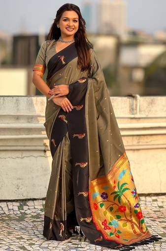 multicolor zari woven pichwai inspired premium soft art silk festive wear saree with unstitched blouse