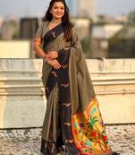 multicolor zari woven pichwai inspired premium soft art silk festive wear saree with unstitched blouse