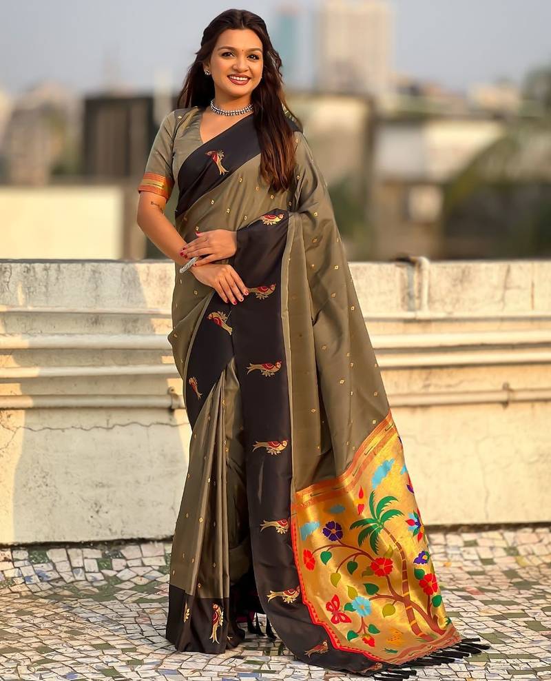 multicolor zari woven pichwai inspired premium soft art silk festive wear saree with unstitched blouse