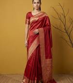 zari woven design art silk traditional wear saree with unstitched blouse