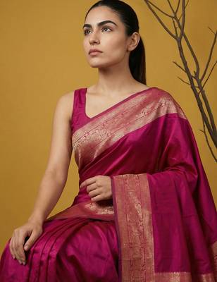 zari woven design art silk traditional wear saree with unstitched blouse 2