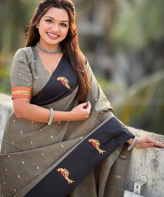 multicolor zari woven pichwai inspired premium soft art silk festive wear saree with unstitched blouse 3