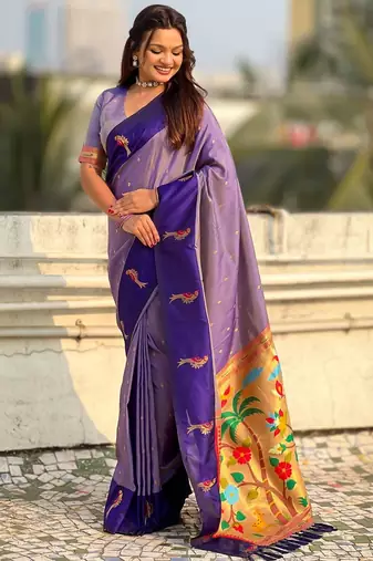 multicolor zari woven pichwai inspired premium soft art silk festive wear saree with unstitched blouse