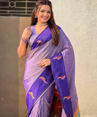 multicolor zari woven pichwai inspired premium soft art silk festive wear saree with unstitched blouse 3