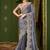 Grey sartin georgette silk saree & tussar silk blouse