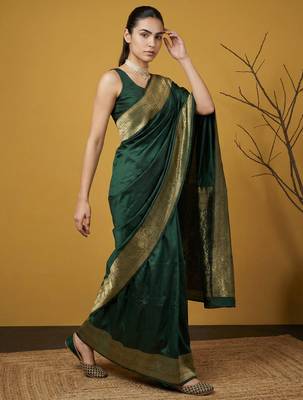 zari woven design art silk traditional wear saree with unstitched blouse 3